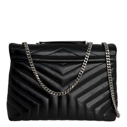 Saint Laurent LouLou Medium Leder schwarz silberne Hardware Fullset Saint Laurent
