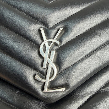 Saint Laurent LouLou Medium Leder schwarz silberne Hardware Fullset Saint Laurent