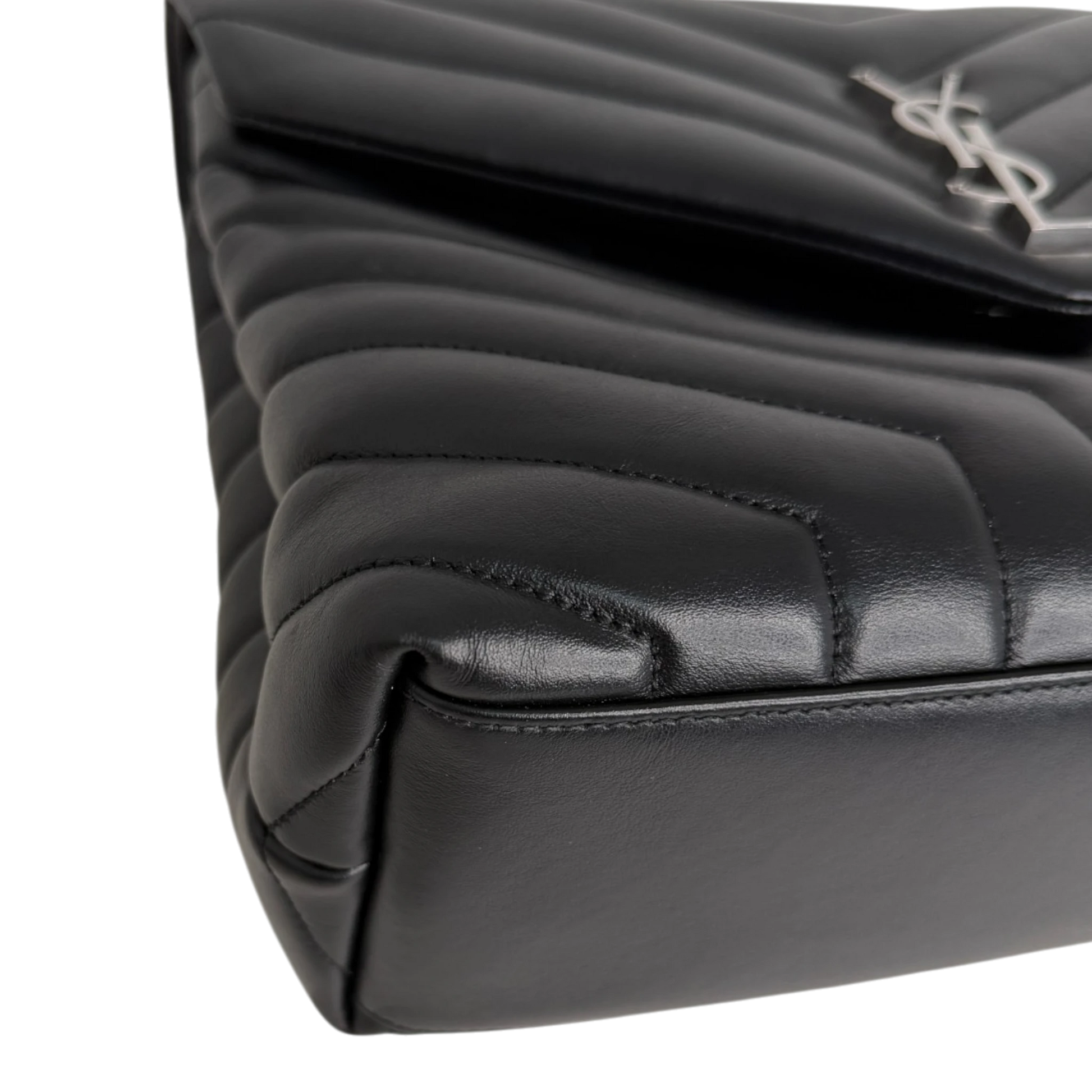 Saint Laurent LouLou Medium Leder schwarz silberne Hardware Fullset Saint Laurent