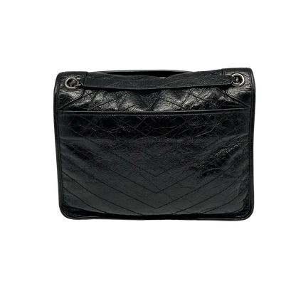 Saint Laurent Niki Large knittriges Vintage Leder schwarz / sehr gut Saint Laurent