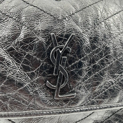 Saint Laurent Niki Large knittriges Vintage Leder schwarz / sehr gut Saint Laurent