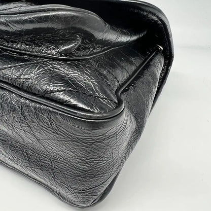Saint Laurent Niki Large knittriges Vintage Leder schwarz / sehr gut Saint Laurent