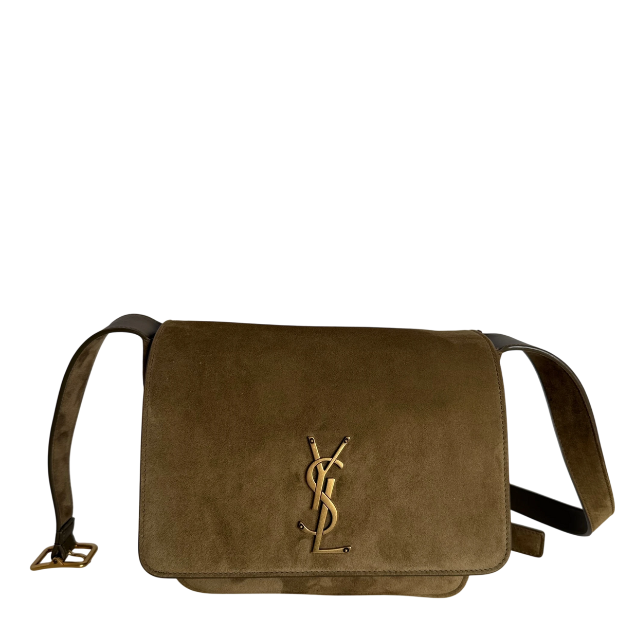 Saint Laurent Niki Satchel Wildleder New Barley Olivgrün Gold