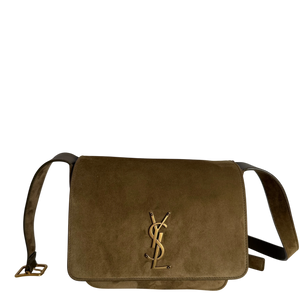 Saint Laurent Niki Satchel Wildleder New Barley Olivgrün Gold