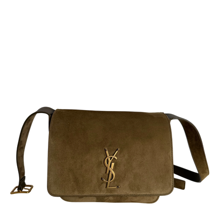Saint Laurent Niki Satchel Wildleder New Barley Olivgrün Gold