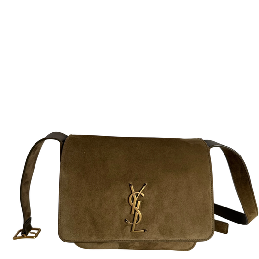 Saint Laurent Niki Satchel Wildleder New Barley Olivgrün Gold