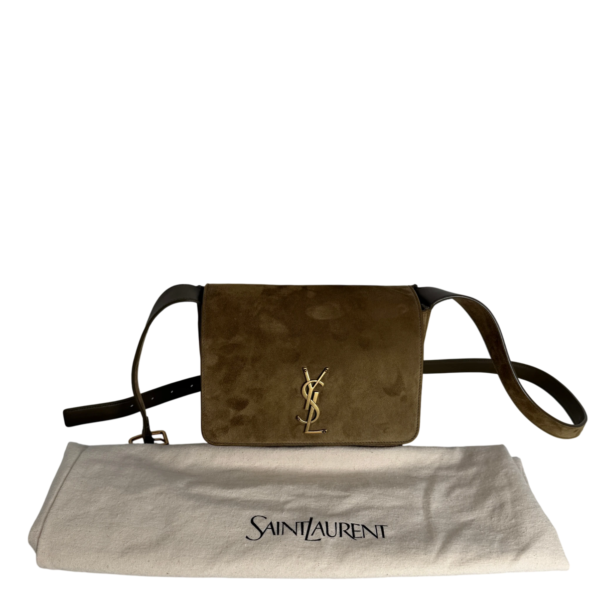 Saint Laurent Niki Satchel Wildleder New Barley Olivgrün Gold – Ansicht 12