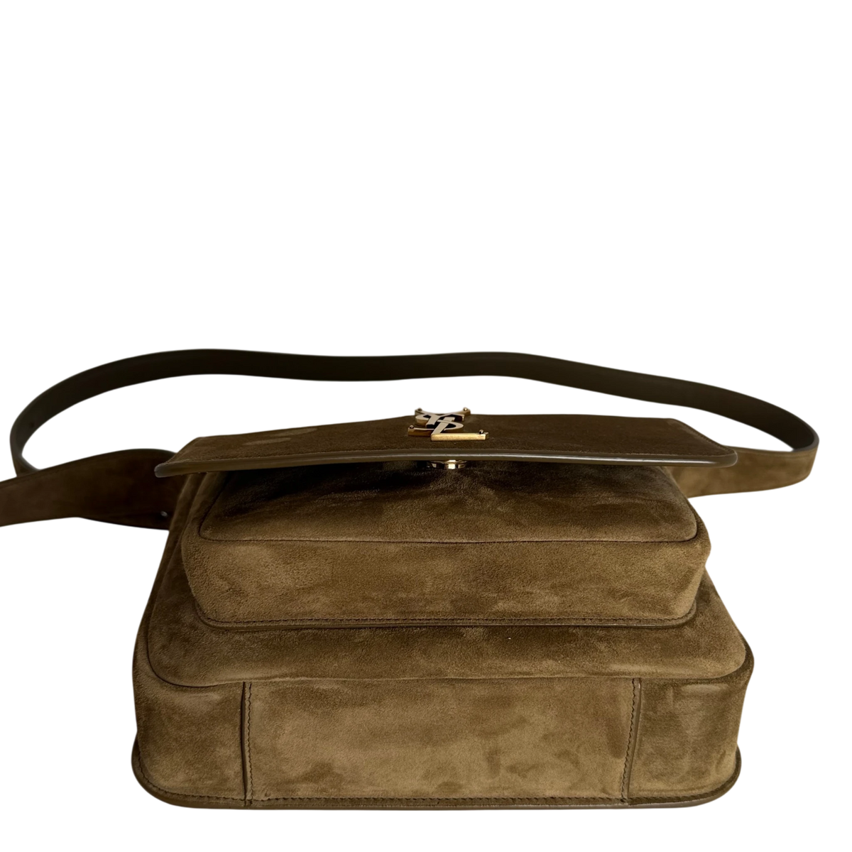 Saint Laurent Niki Satchel Wildleder New Barley Olivgrün Gold – Ansicht 4