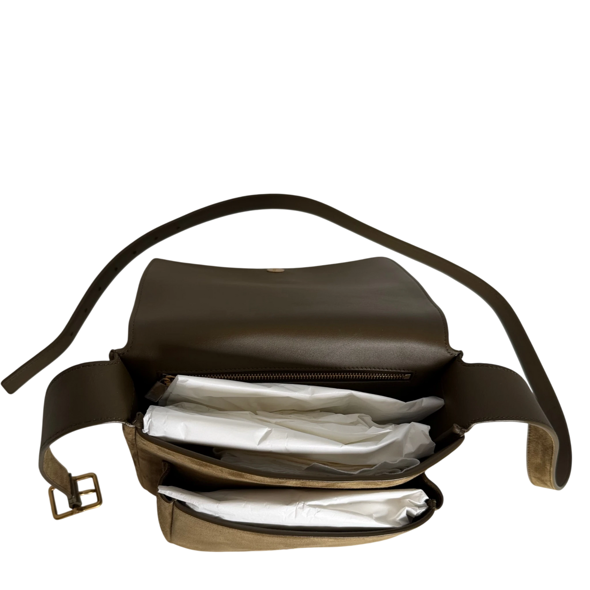Saint Laurent Niki Satchel Wildleder New Barley Olivgrün Gold – Ansicht 7