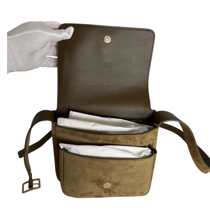 Saint Laurent Niki Satchel Wildleder New Barley Olivgrün Gold – Ansicht 5