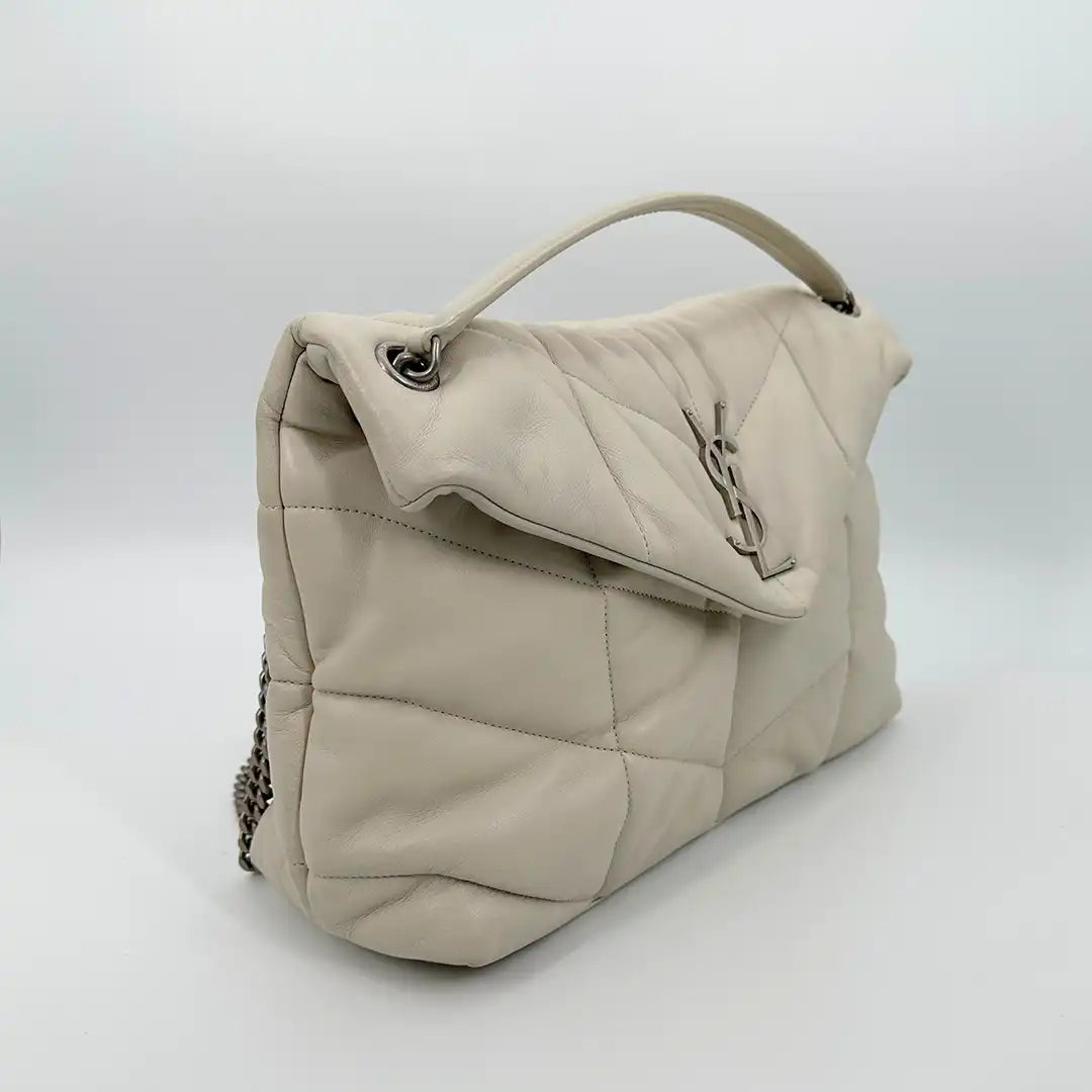 Saint Laurent LouLou Puffer Medium Handtasche Ivory Lammleder / sehr gut Saint Laurent