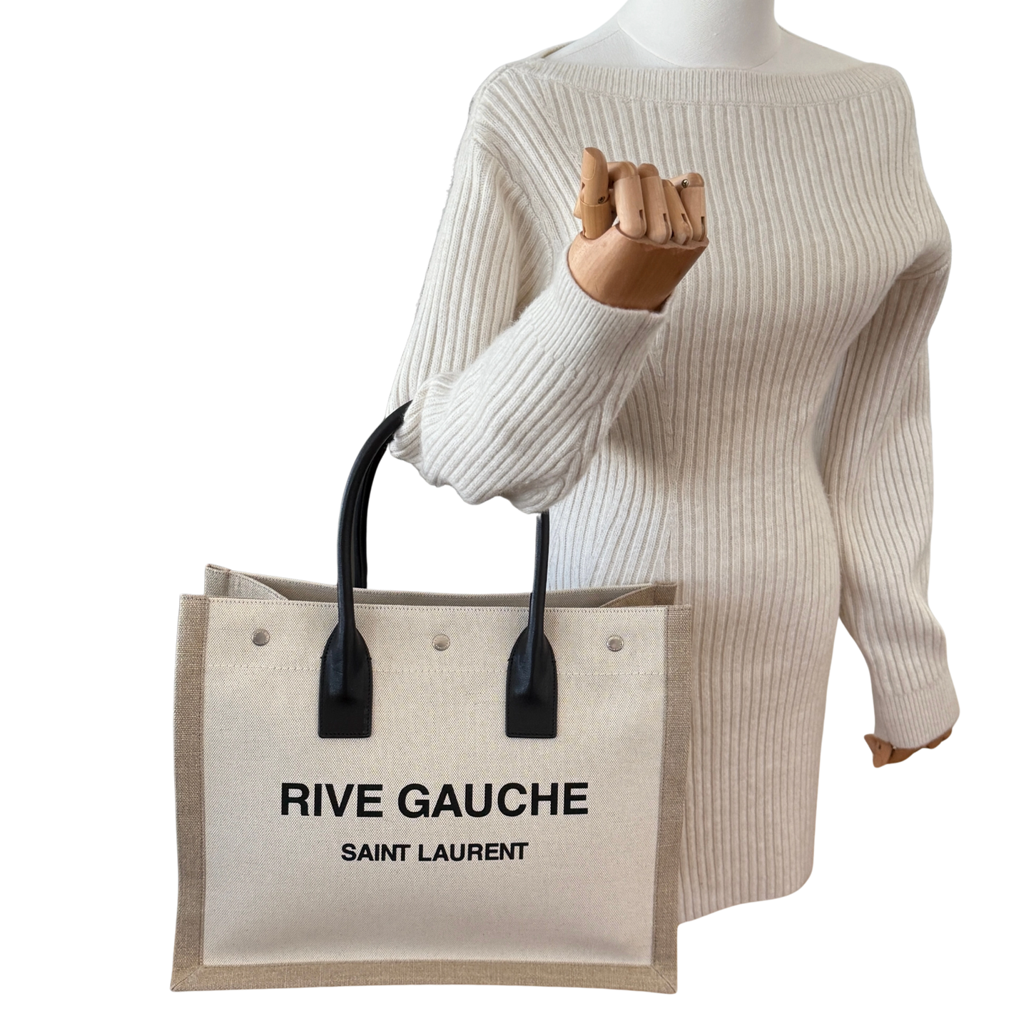 Saint Laurent Large Tote Tasche Rive Gauche Beige / sehr gut Saint Laurent
