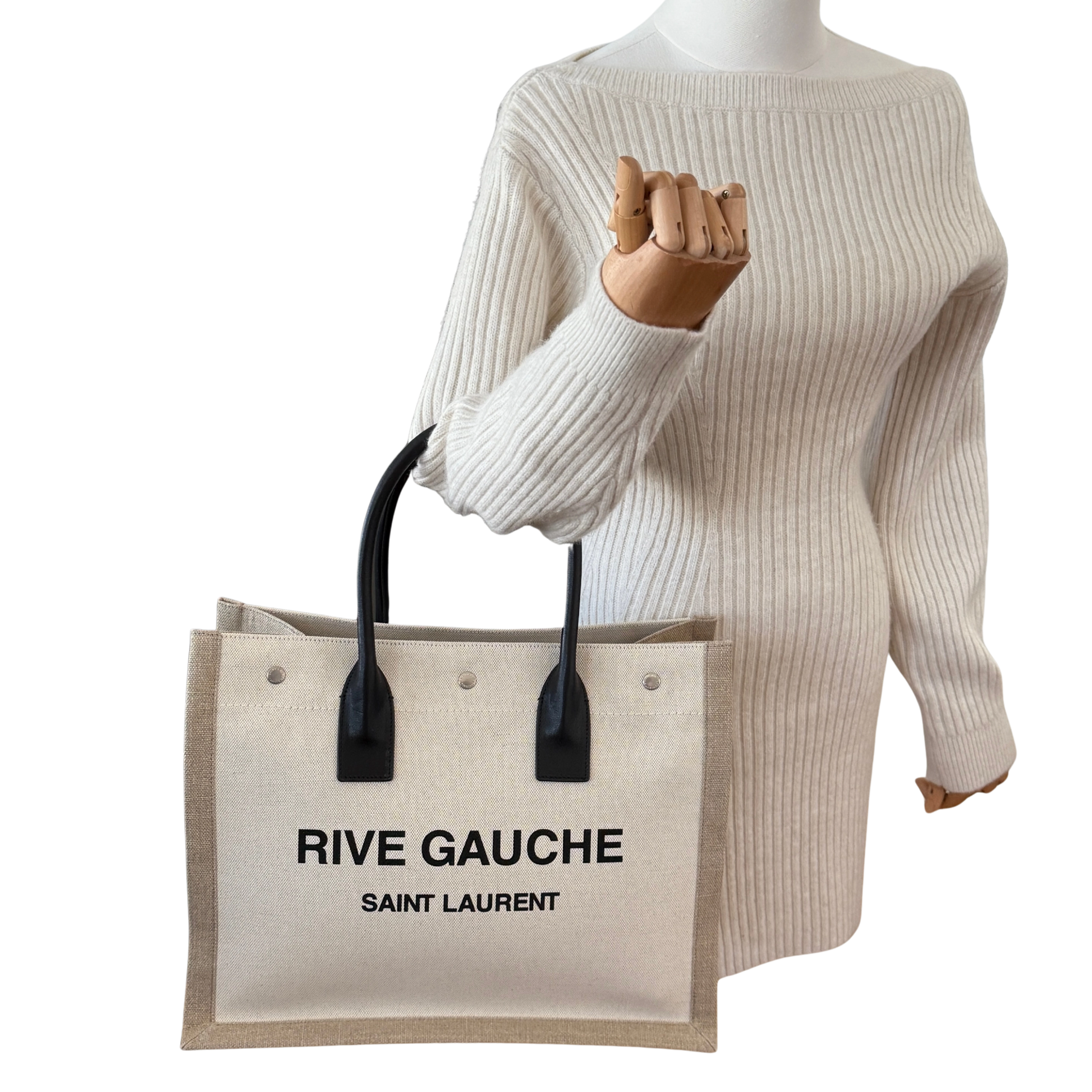 Saint Laurent Large Tote Tasche Rive Gauche Beige / sehr gut Saint Laurent