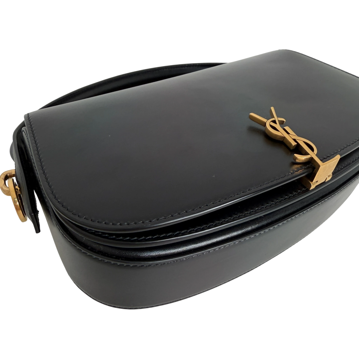 Saint Laurent Voltaire Small Boxleder Schwarz Gold Saint Laurent
