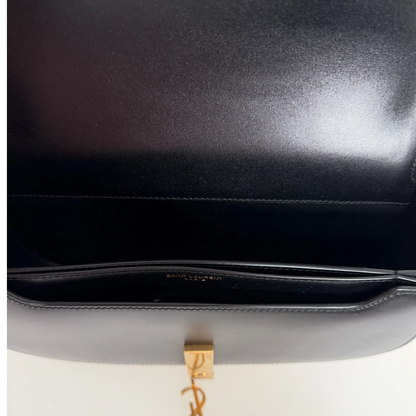 Saint Laurent Voltaire Small Boxleder Schwarz Gold Saint Laurent