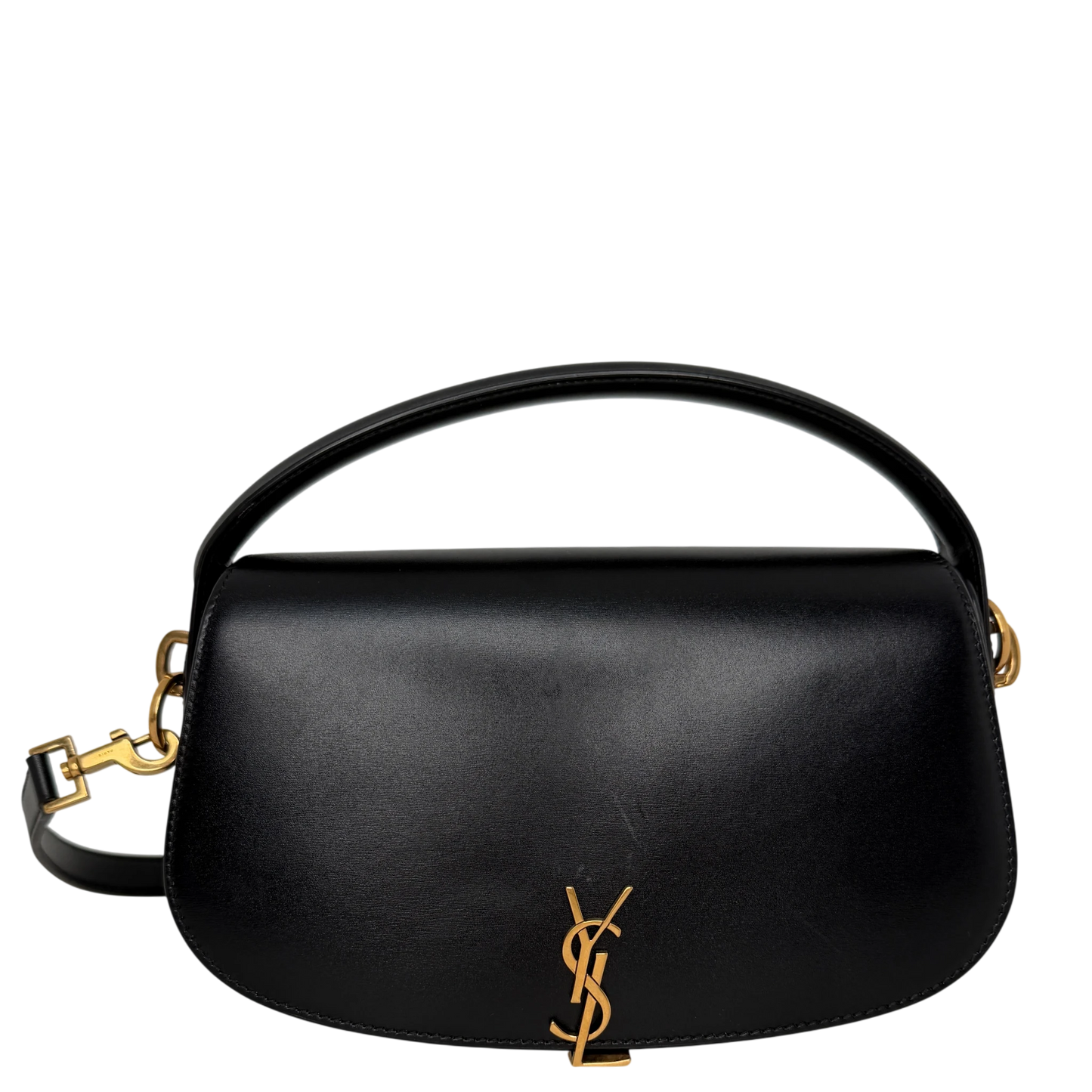 Saint Laurent Voltaire Small Boxleder Schwarz Gold Saint Laurent