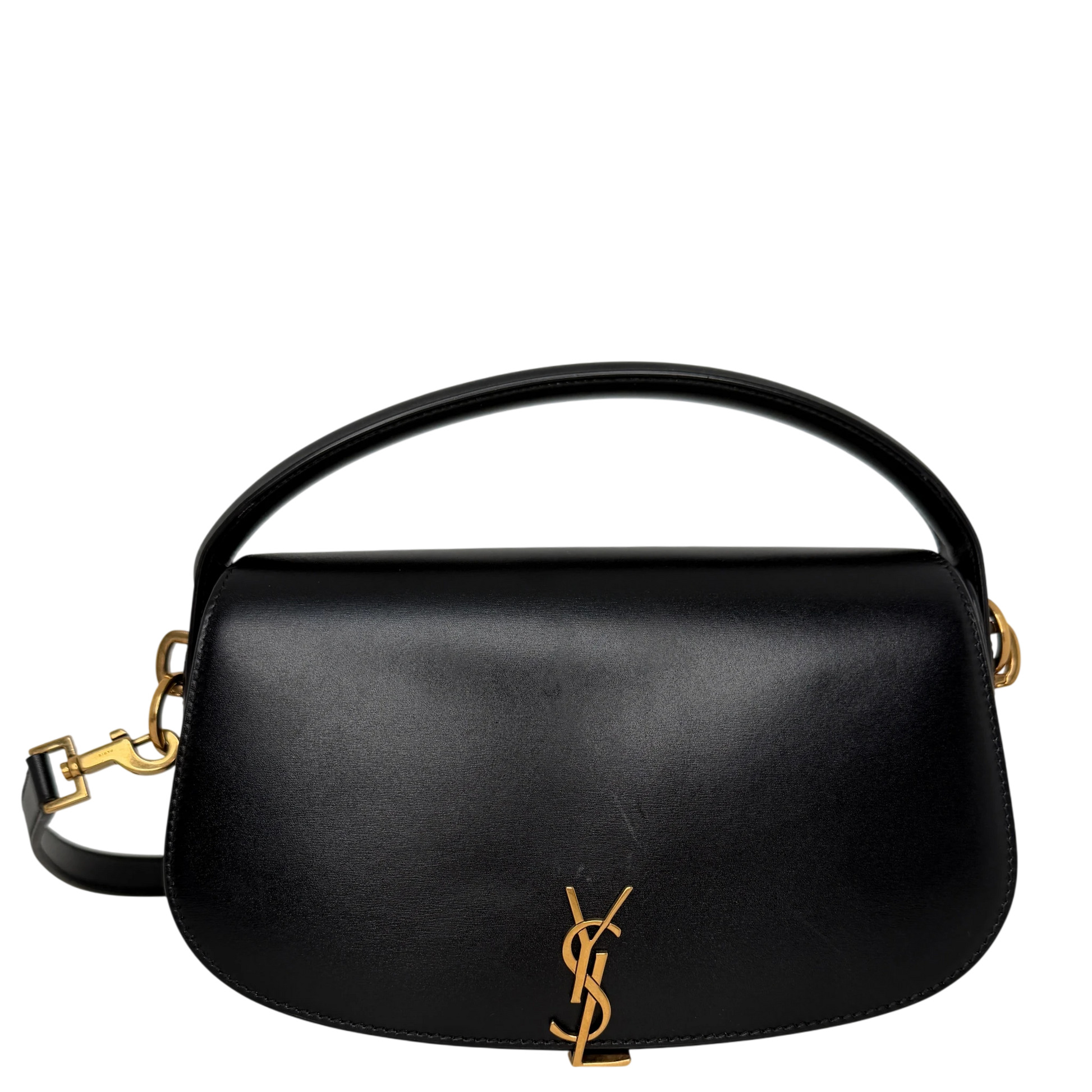 Saint Laurent Voltaire Small Boxleder Schwarz Gold Saint Laurent