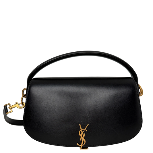 Saint Laurent Voltaire Small Boxleder Schwarz Gold Saint Laurent