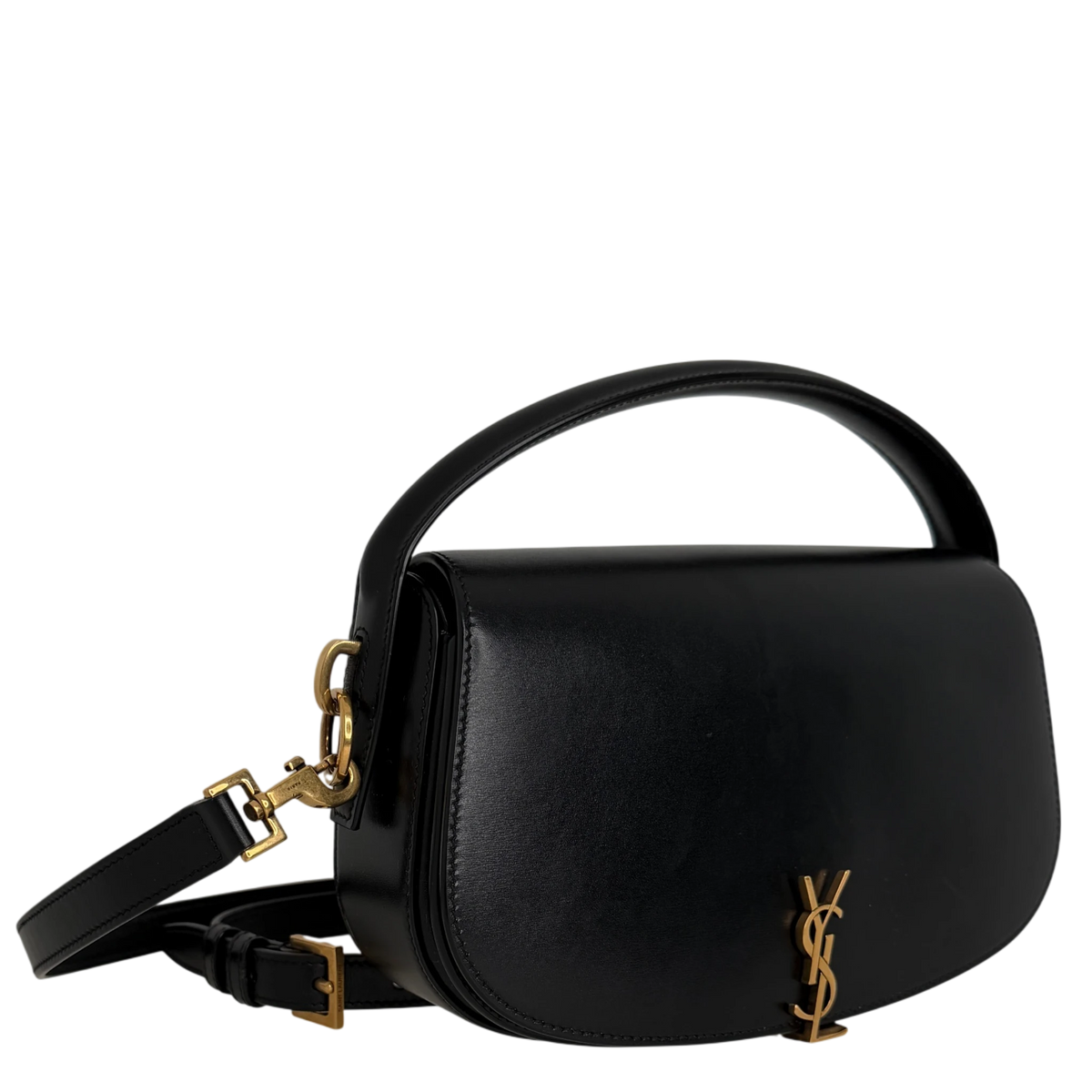 Saint Laurent Voltaire Small Boxleder Schwarz Gold Saint Laurent