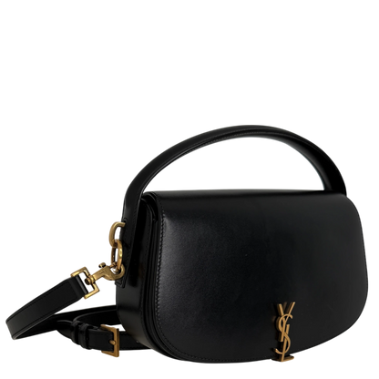 Saint Laurent Voltaire Small Boxleder Schwarz Gold Saint Laurent