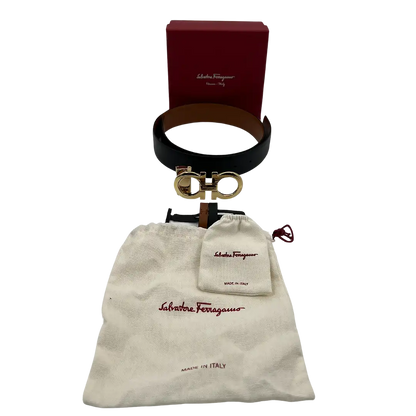 Salvatore Ferragamo Wendegürtel Gancini aus Leder braun, schwarz 85cm / neuwertig Salvatore Ferragamo