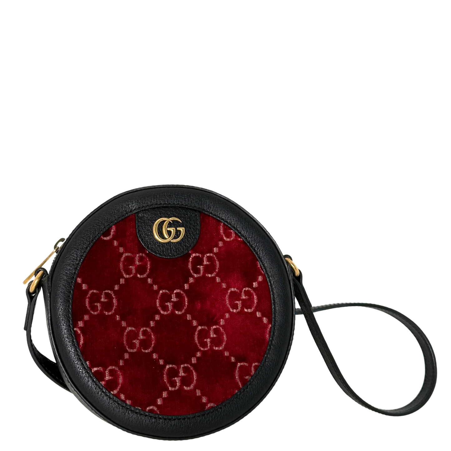 Gucci Runde GG Umhängetasche Velvet Rot Fullset / neuwertig Gucci