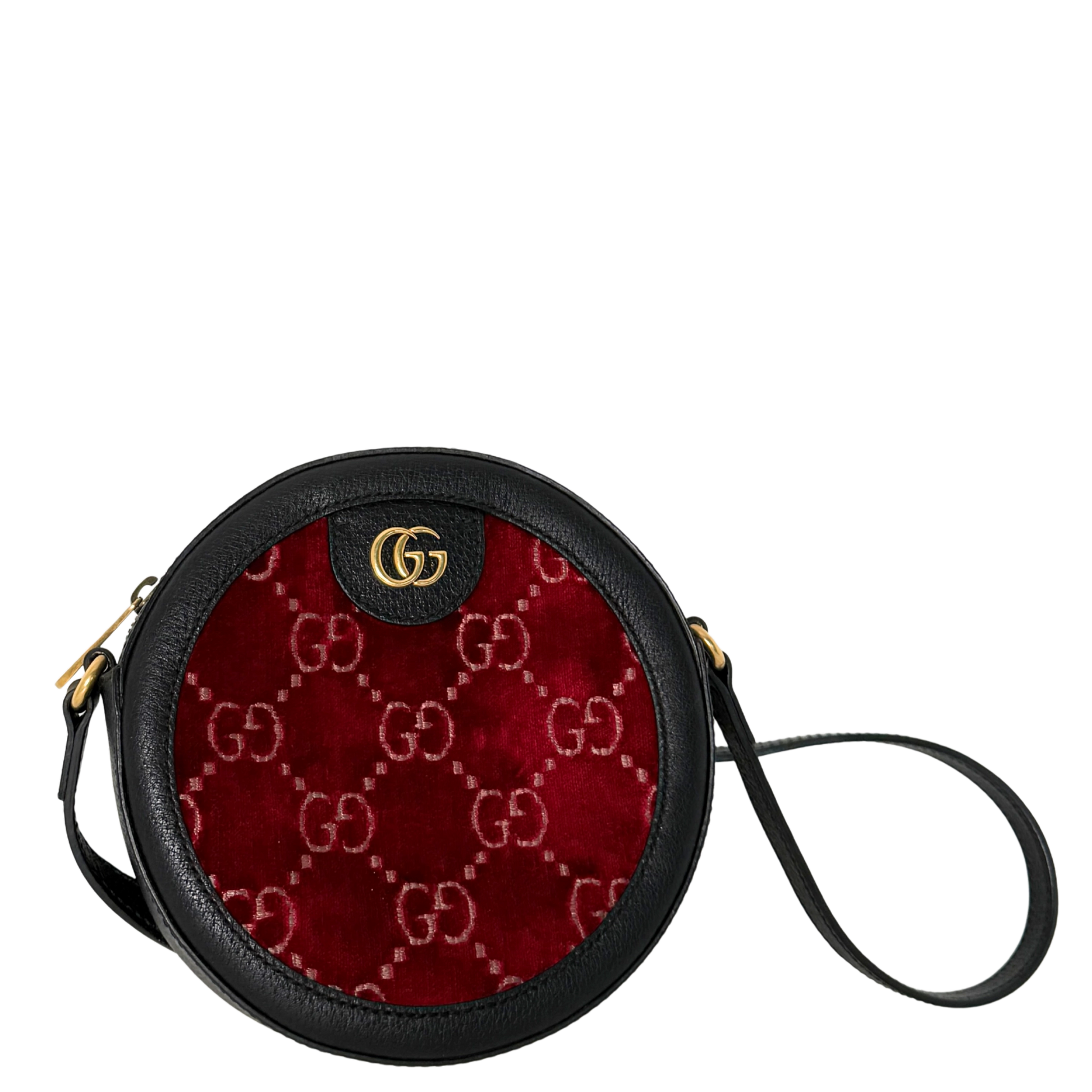 Gucci Runde GG Umhängetasche Velvet Rot Fullset / neuwertig Gucci