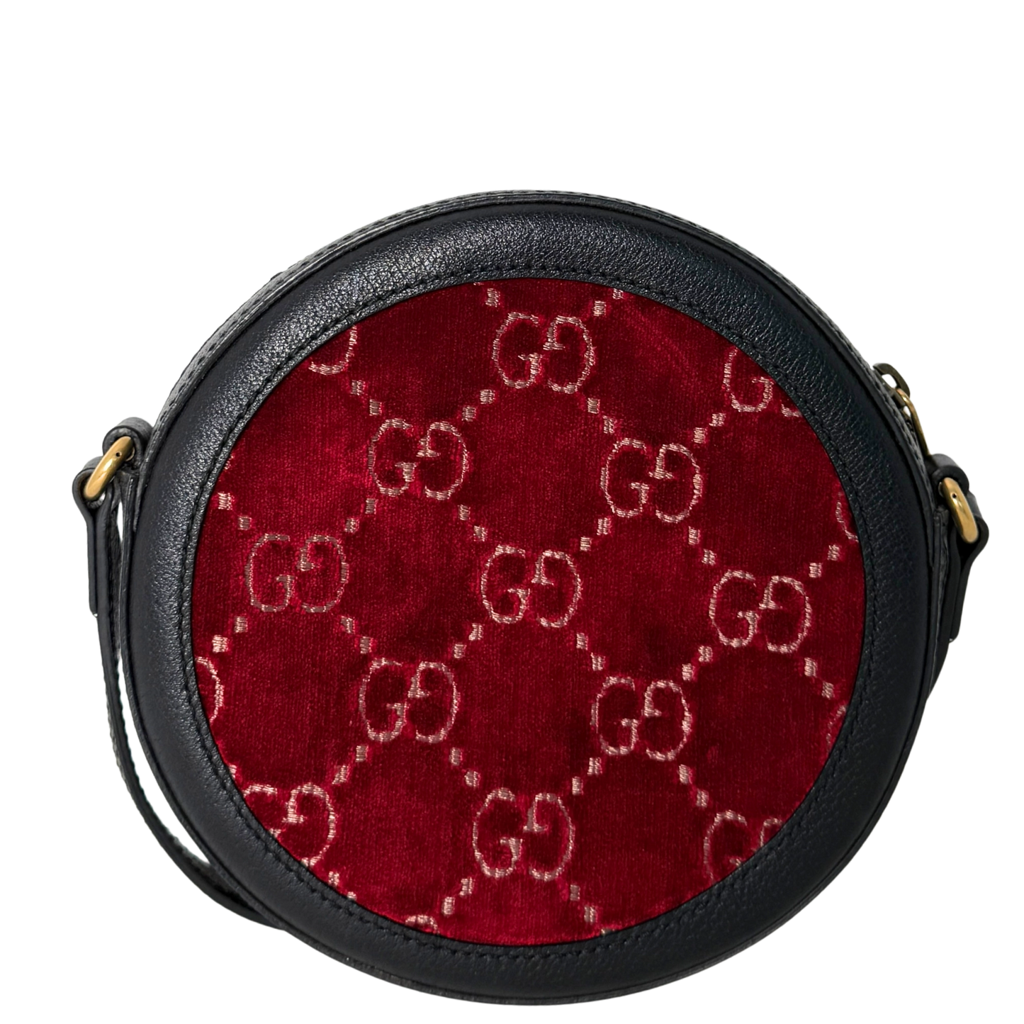 Gucci Runde GG Umhängetasche Velvet Rot Fullset / neuwertig Gucci