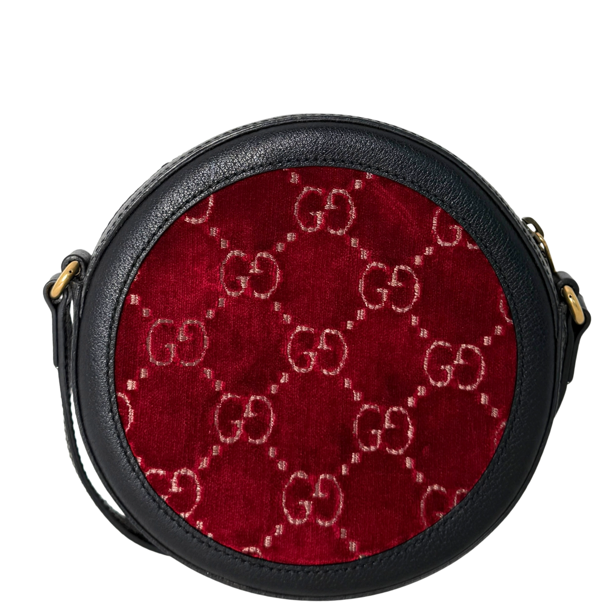 Gucci Runde GG Umhängetasche Velvet Rot Fullset / neuwertig Gucci