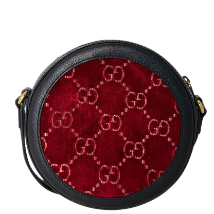 Gucci Runde GG Umhängetasche Velvet Rot Fullset / neuwertig Gucci