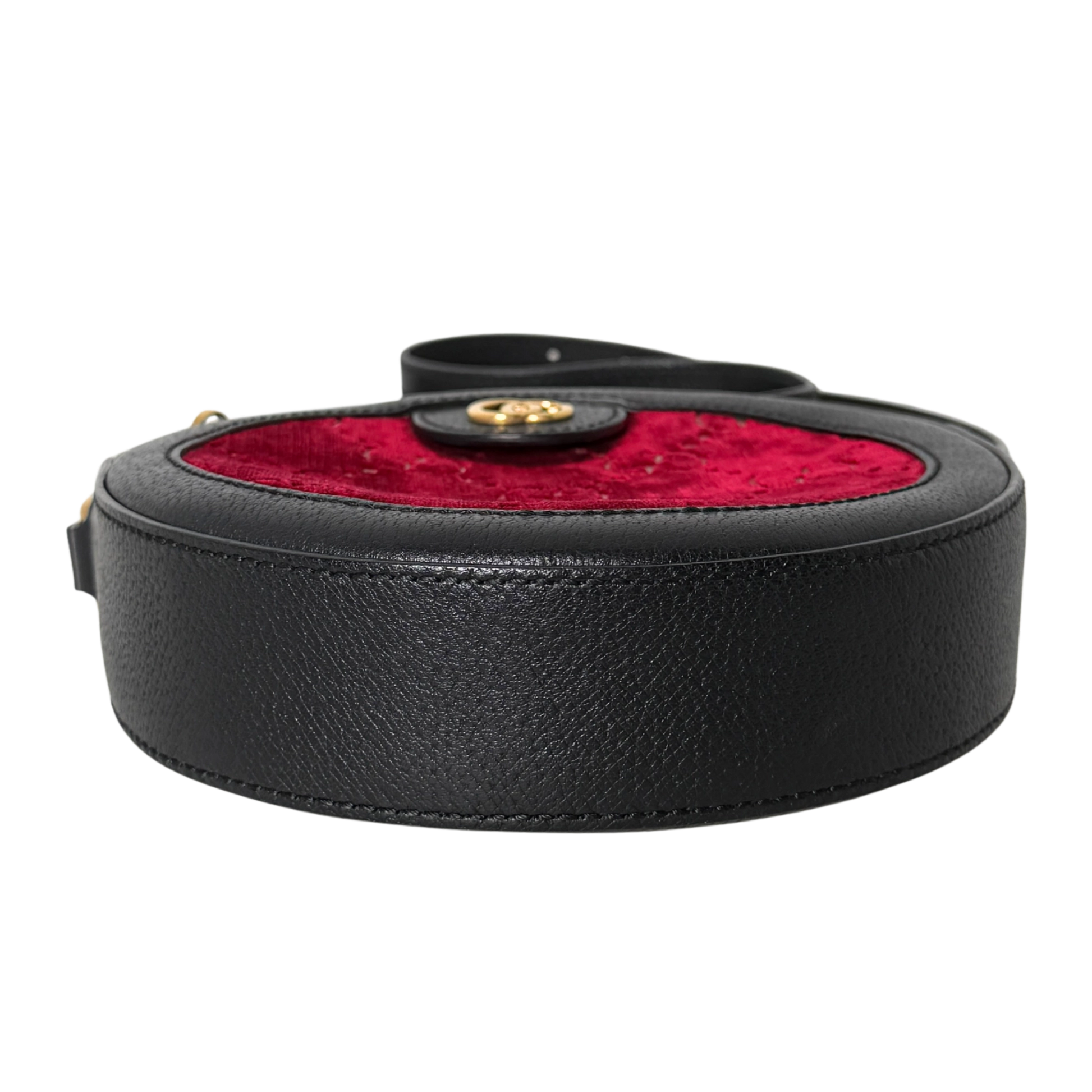 Gucci Runde GG Umhängetasche Velvet Rot Fullset / neuwertig Gucci