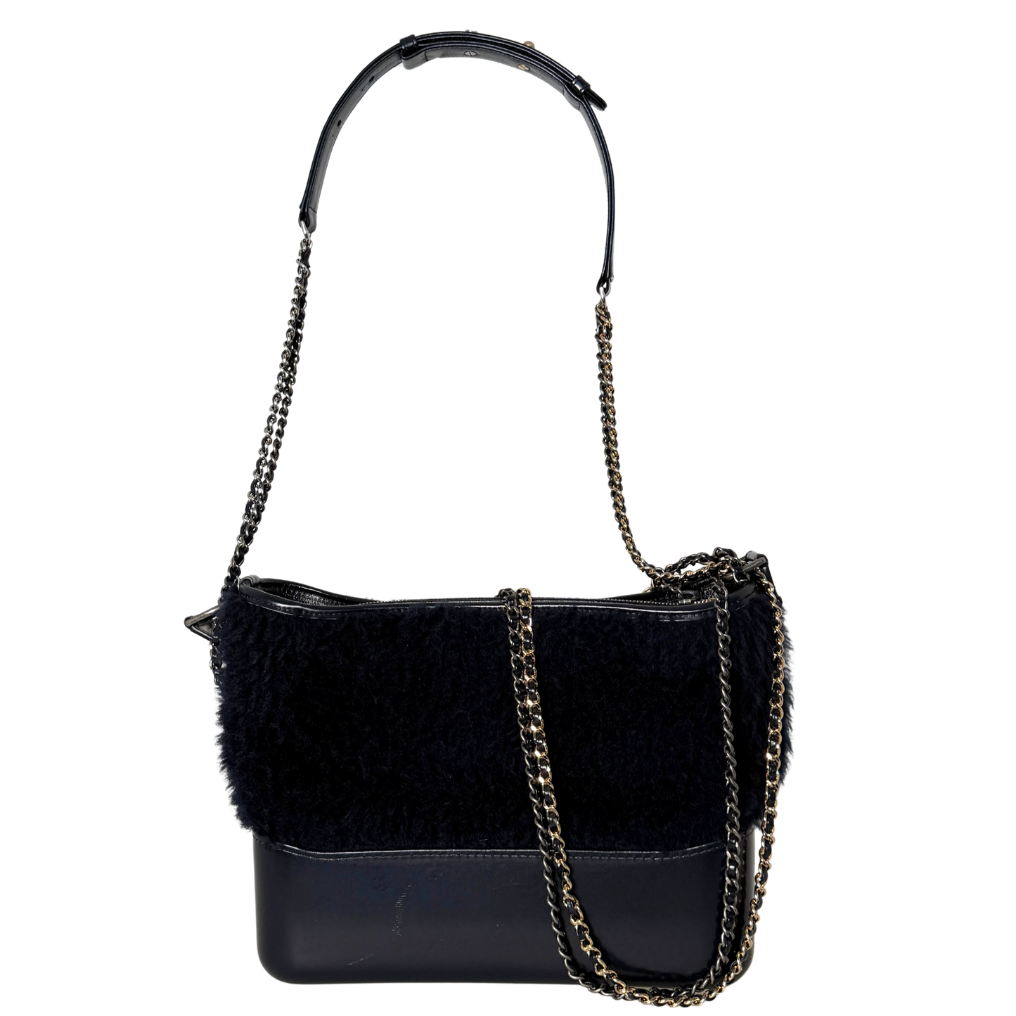 Chanel Gabrielle Hobo Bag klein Shearling Dunkelblau / gut Chanel