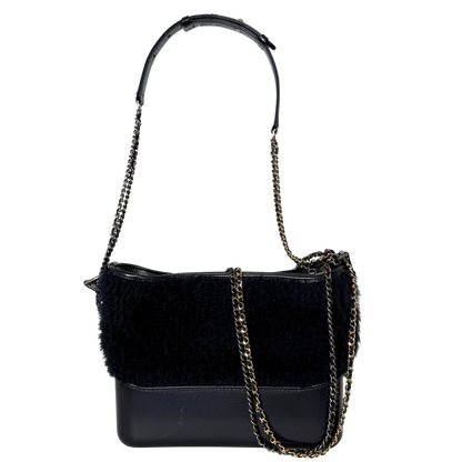 Chanel Gabrielle Hobo Bag klein Shearling Dunkelblau / gut Chanel
