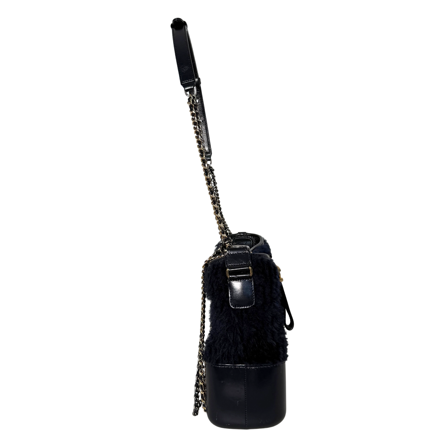 Chanel Gabrielle Hobo Bag klein Shearling Dunkelblau / gut Chanel