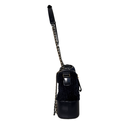 Chanel Gabrielle Hobo Bag klein Shearling Dunkelblau / gut Chanel