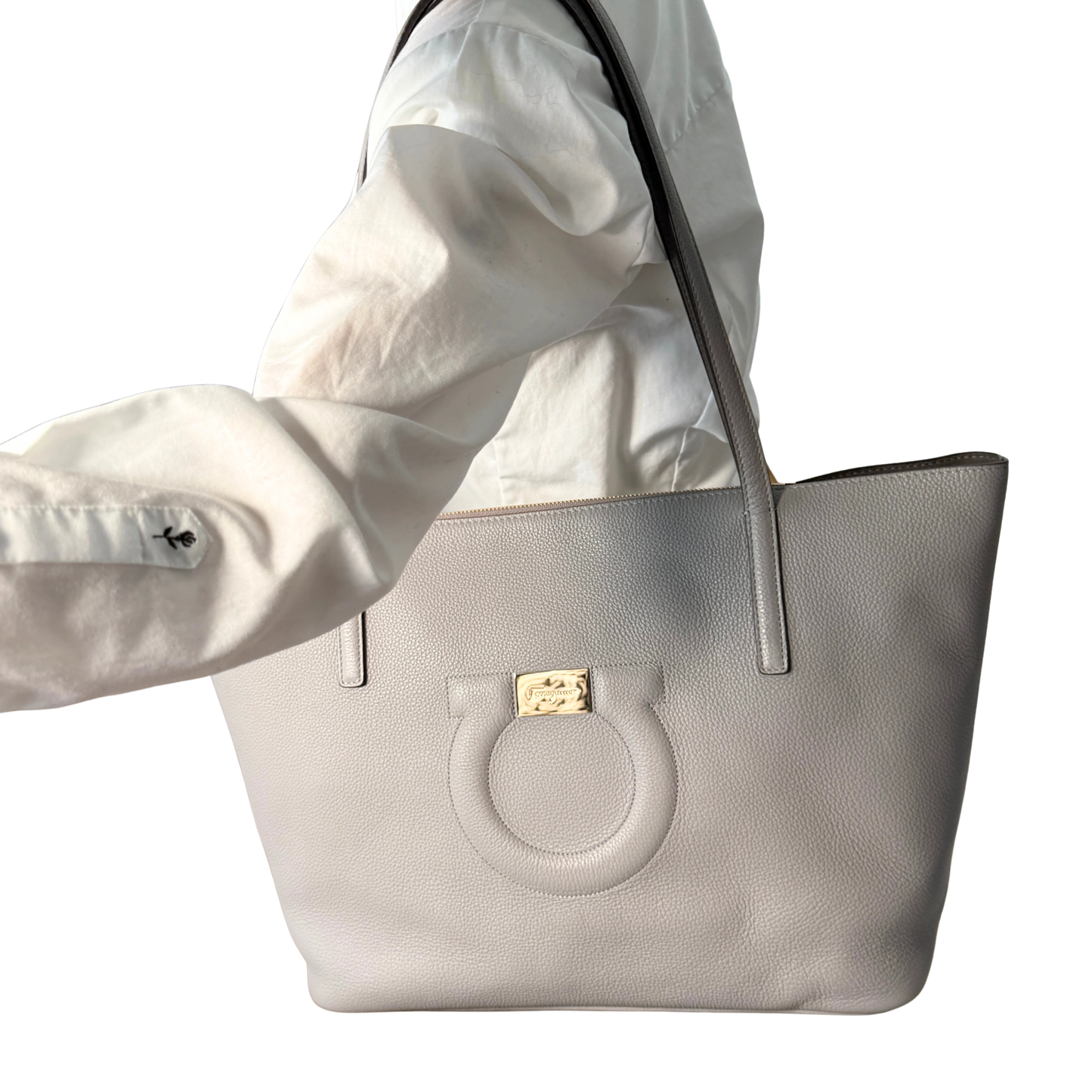 Salvatore Ferragamo City Tote Bag mittelgroß Grau / sehr gut