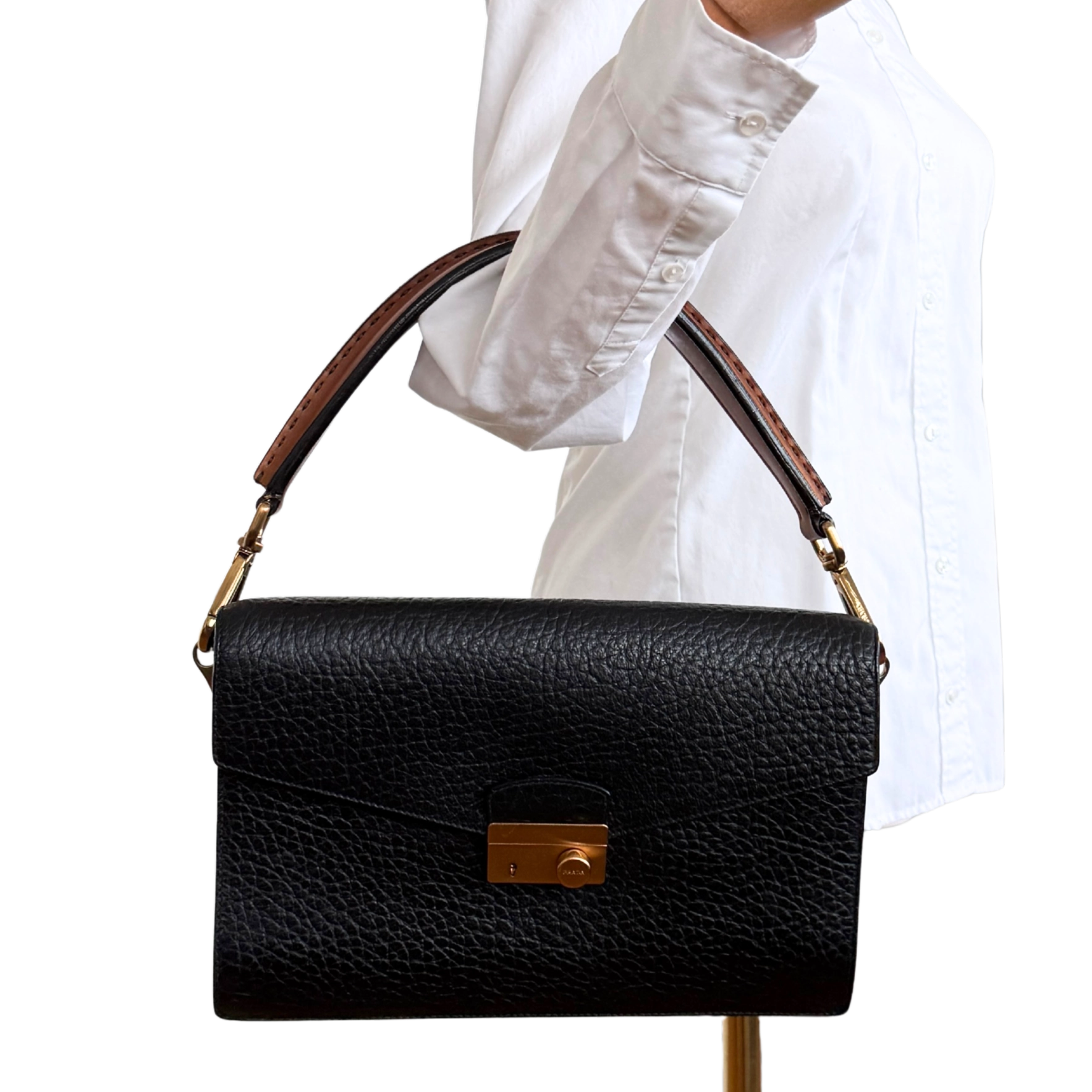 Prada Sound Schultertasche Schwarz / sehr gut Prada