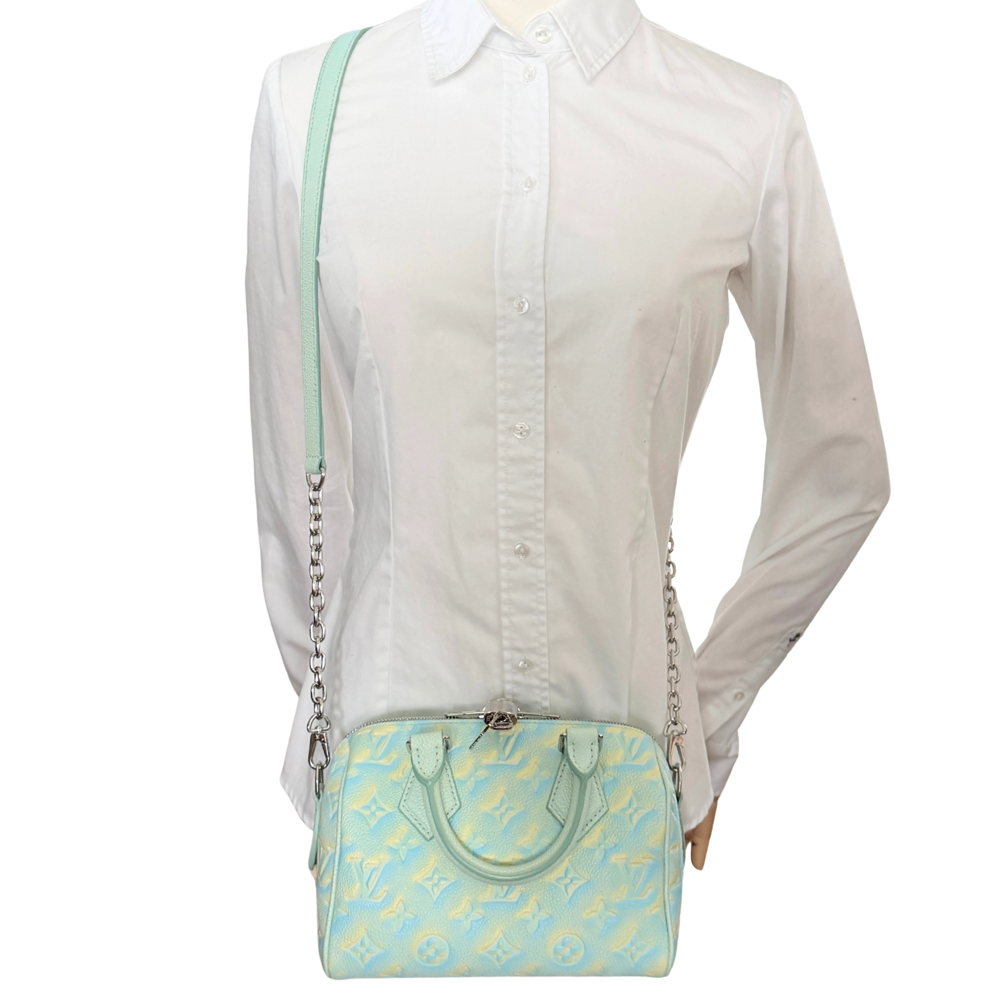 Louis Vuitton Speedy Bandoulière 20 Stardust M46092 Wassergrün / neuwertig Louis Vuitton