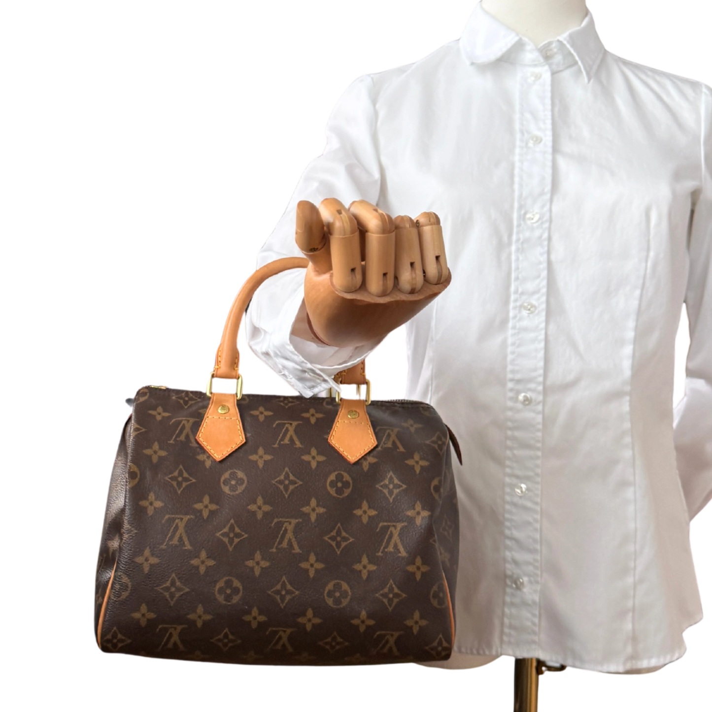 Louis Vuitton Speedy 25 M41528 Monogram Canvas Braun Fullset / gut Louis Vuitton