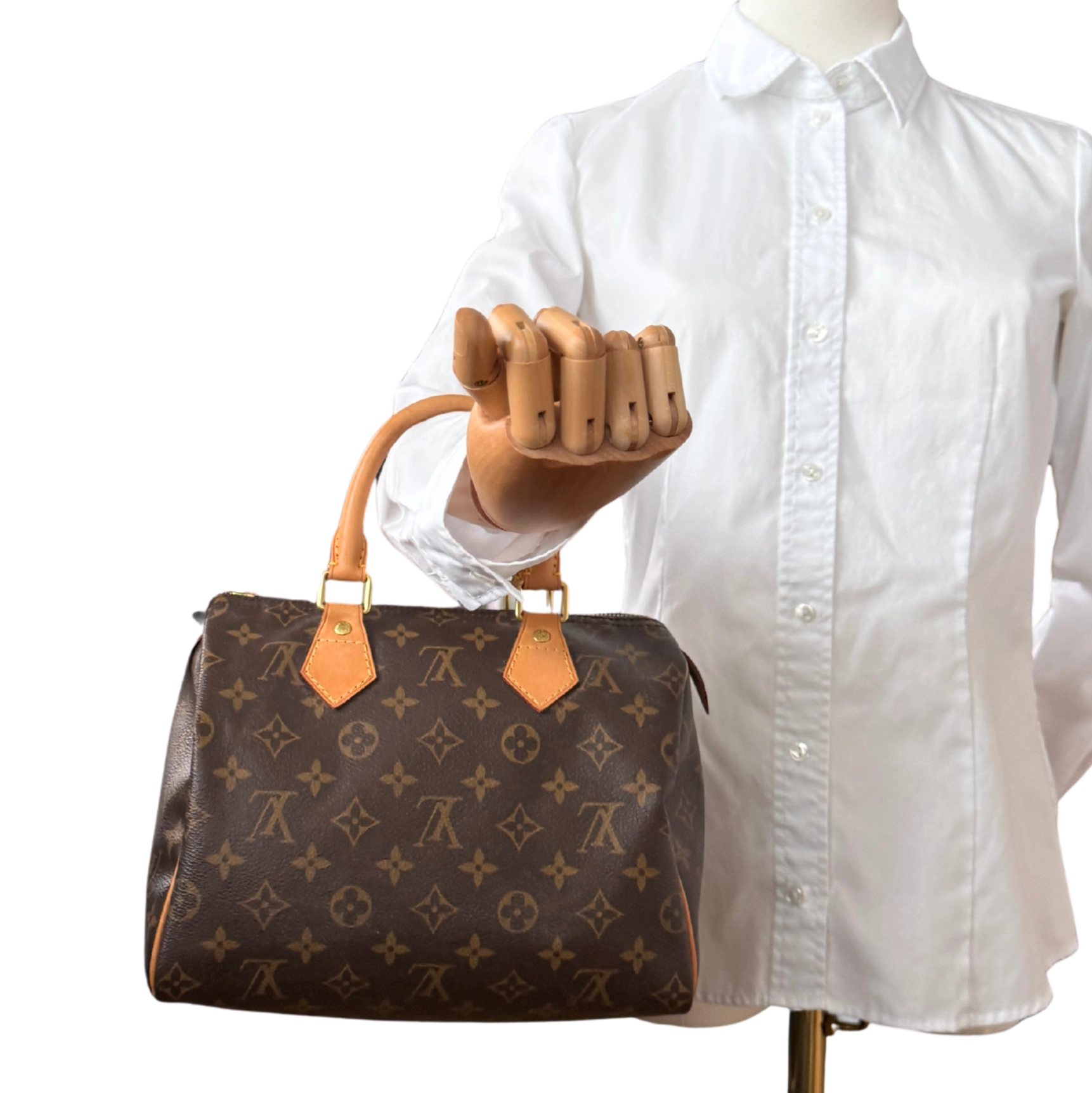 Louis Vuitton Speedy 25 M41528 Monogram Canvas Braun Fullset / gut Louis Vuitton