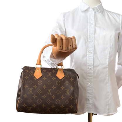 Louis Vuitton Speedy 25 M41528 Monogram Canvas Braun Fullset / gut Louis Vuitton