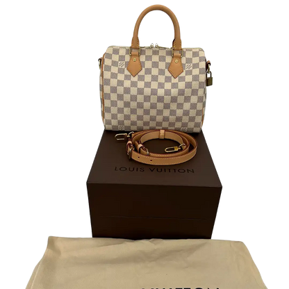 Louis Vuitton Speedy 25 mit Schulterriemen Damier Azur Canvas 2015 Fullset / sehr gut Louis Vuitton