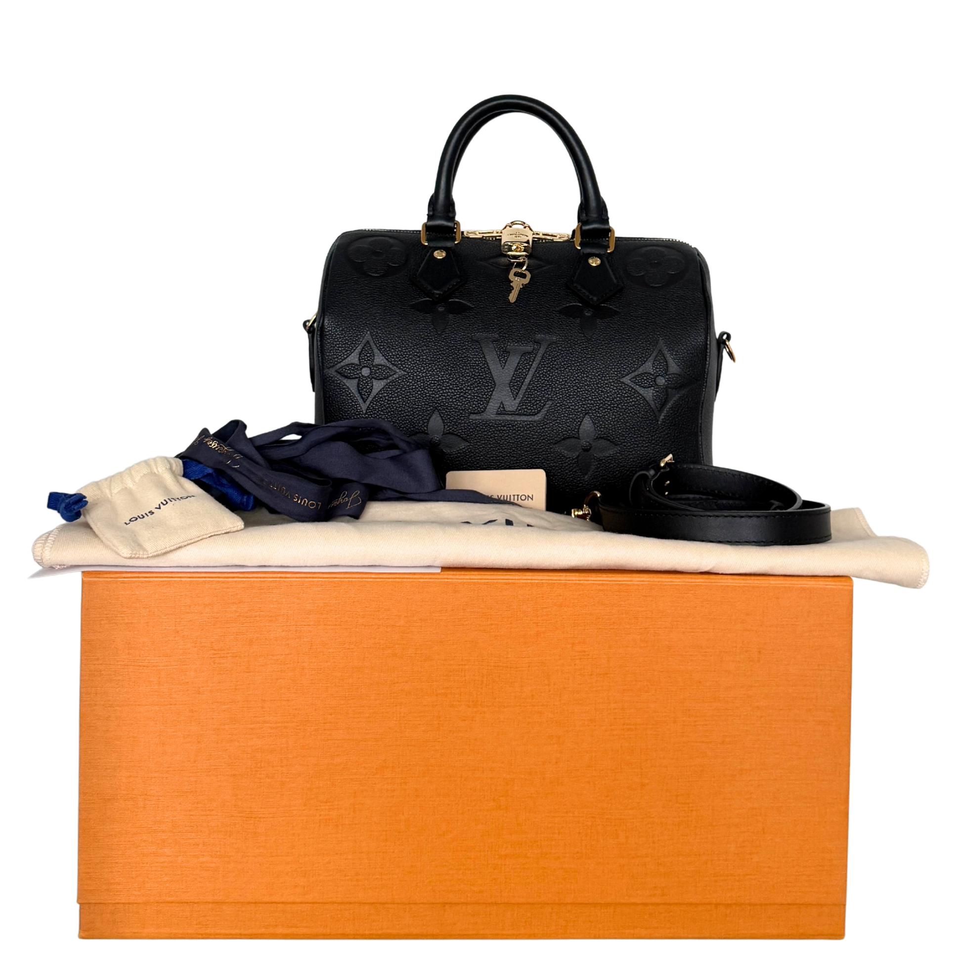 Louis Vuitton Speedy 25 mit Schulterriemen Schwarz Fullset / neuwertig Louis Vuitton