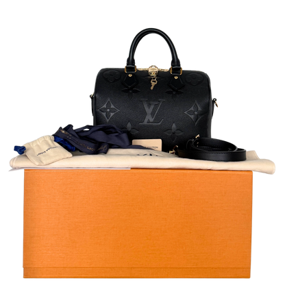 Louis Vuitton Speedy 25 mit Schulterriemen Schwarz Fullset / neuwertig Louis Vuitton