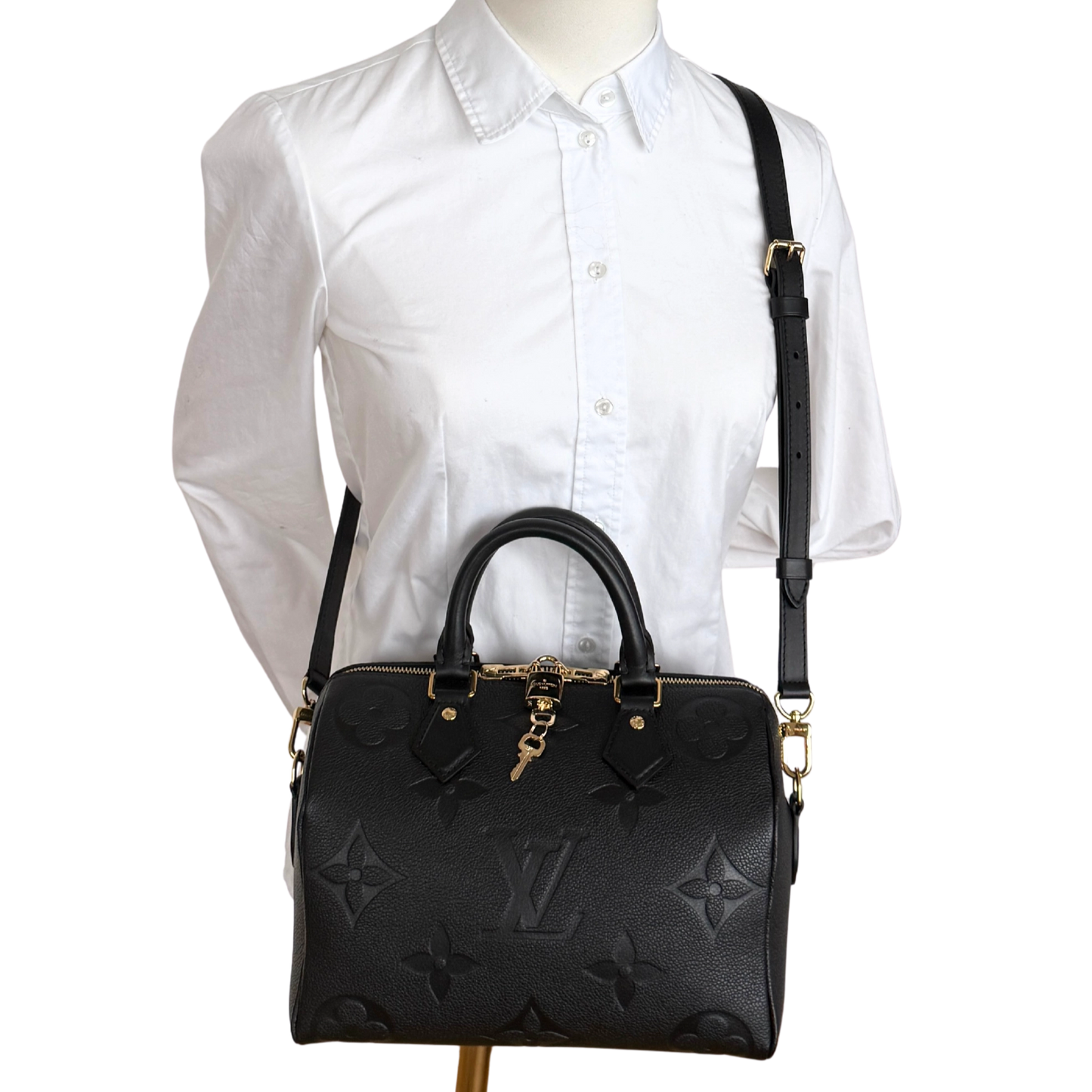 Louis Vuitton Speedy 25 mit Schulterriemen Schwarz Fullset / neuwertig Louis Vuitton