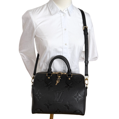 Louis Vuitton Speedy 25 mit Schulterriemen Schwarz Fullset / neuwertig Louis Vuitton