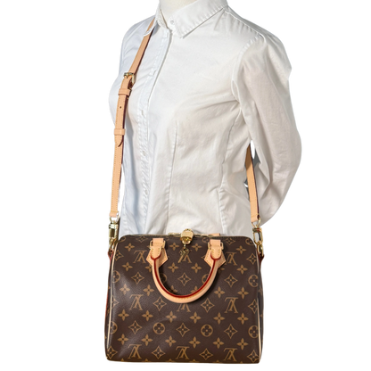 Louis Vuitton Speedy 25 Bandouliere Monogram Canvas Braun Fullset / neuwertig