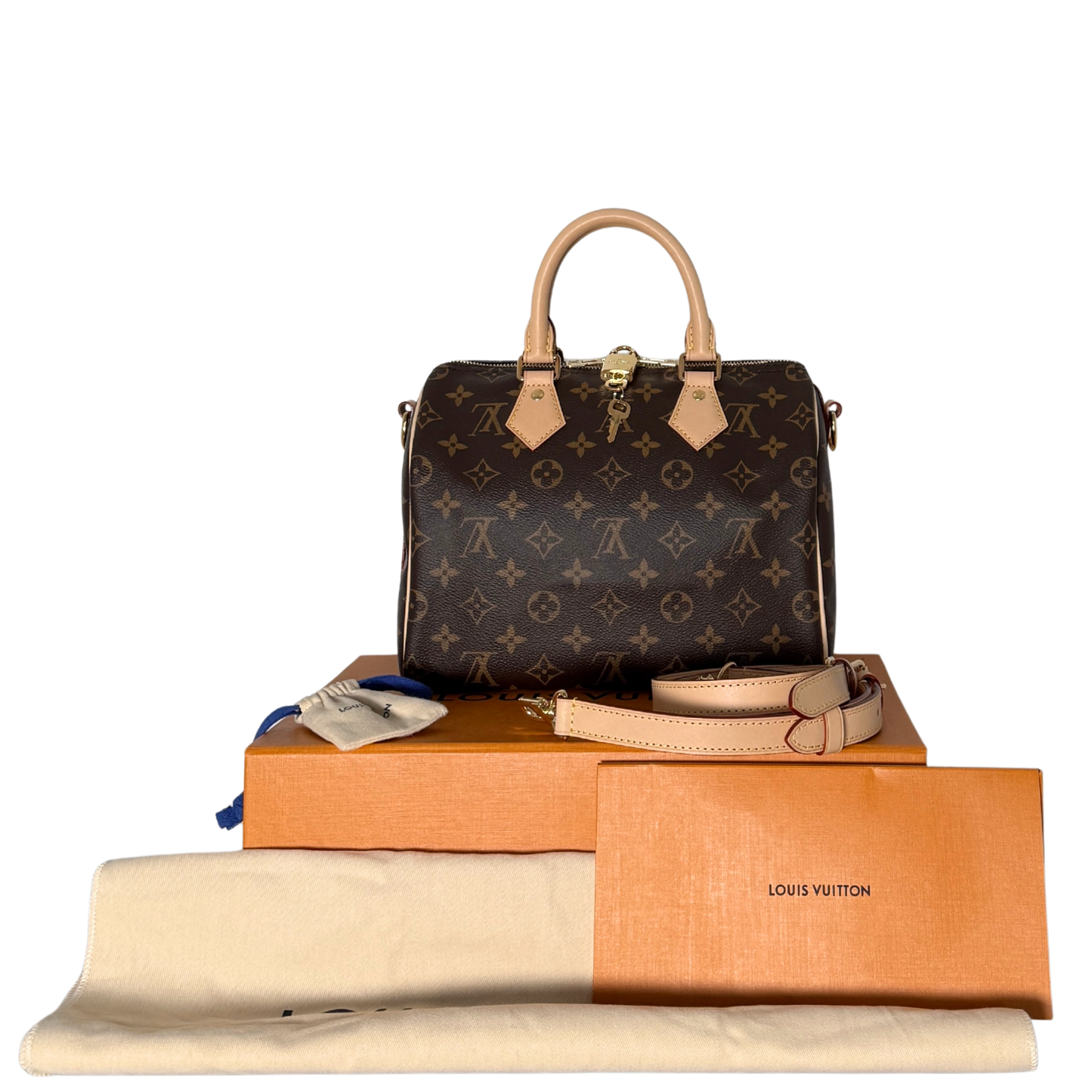 Louis Vuitton Speedy 25 Bandouliere Monogram Canvas Braun Fullset / neuwertig