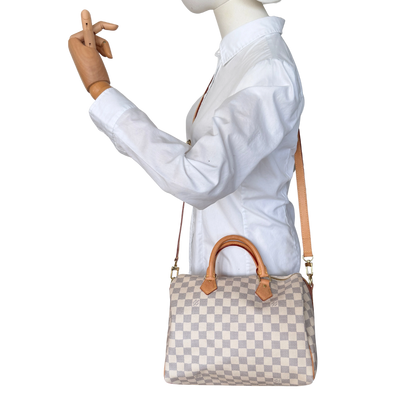 Louis Vuitton Speedy 30 mit Schulterriemen Damier Azur Canvas N40592 / gut Louis Vuitton
