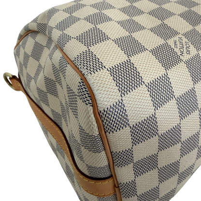 Louis Vuitton Speedy 30 mit Schulterriemen Damier Azur Canvas N40592 / gut Louis Vuitton